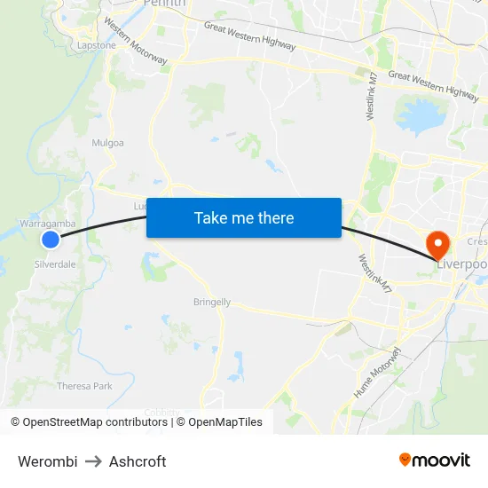 Werombi to Ashcroft map