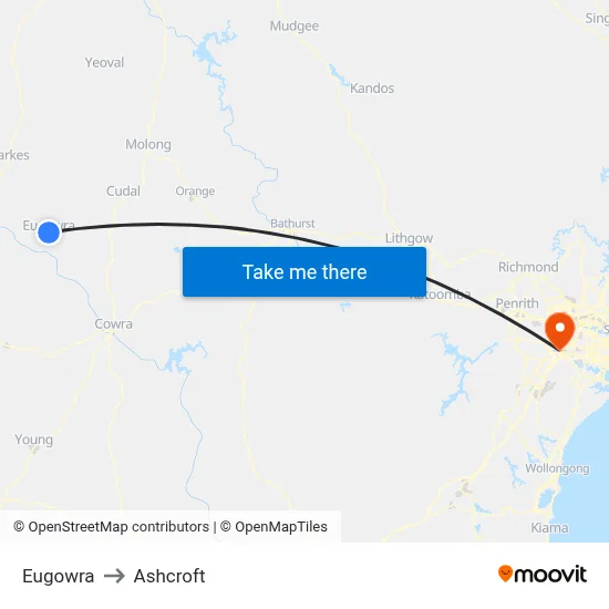 Eugowra to Ashcroft map