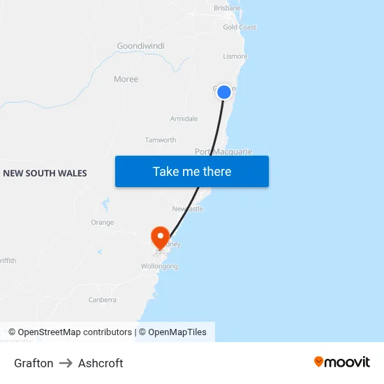 Grafton to Ashcroft map
