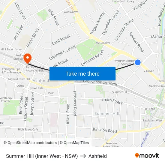 Summer Hill (Inner West - NSW) to Ashfield map