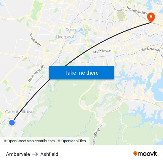 Ambarvale to Ashfield map