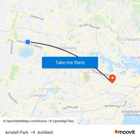 Arndell Park to Ashfield map