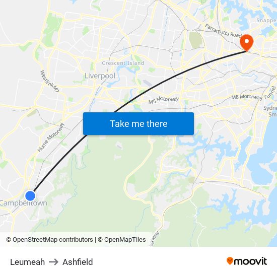 Leumeah to Ashfield map