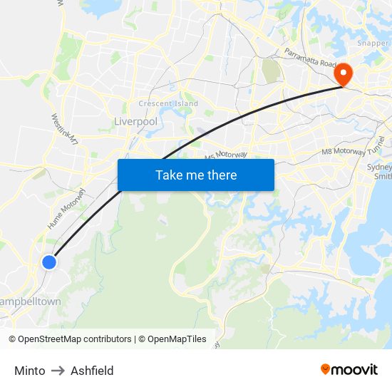 Minto to Ashfield map