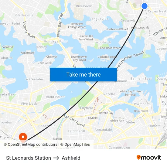 St Leonards Station to Ashfield map