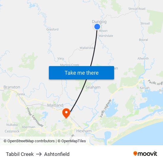 Tabbil Creek to Ashtonfield map