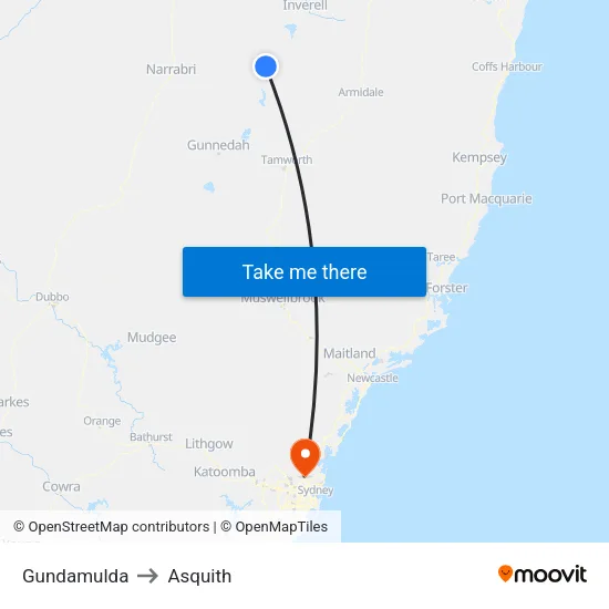Gundamulda to Asquith map