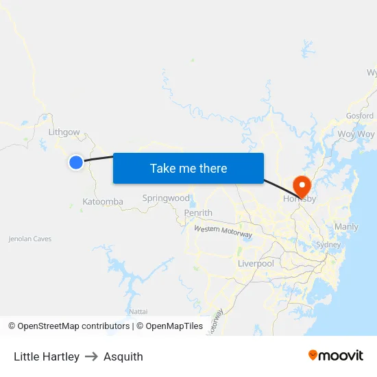 Little Hartley to Asquith map