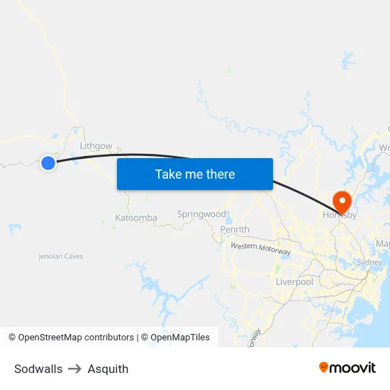 Sodwalls to Asquith map