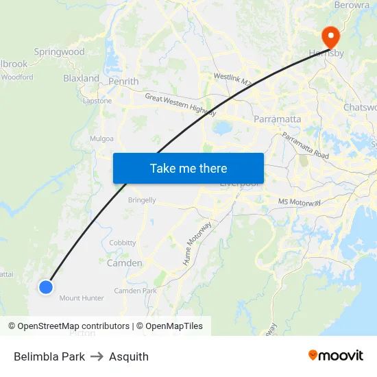 Belimbla Park to Asquith map