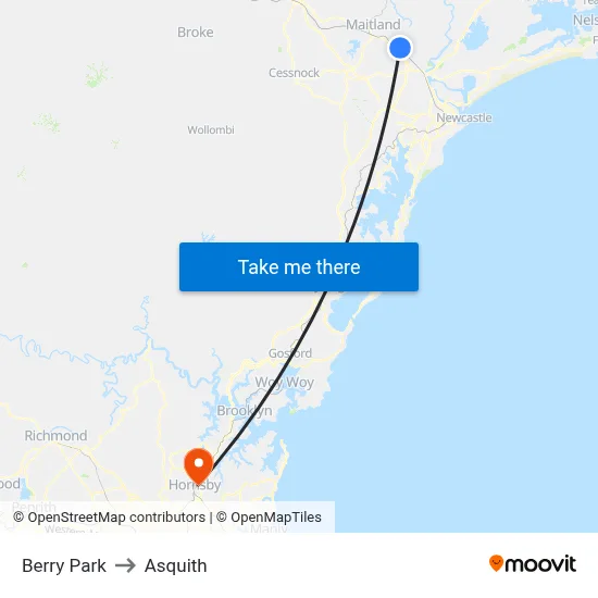 Berry Park to Asquith map