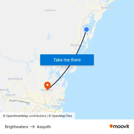 Brightwaters to Asquith map