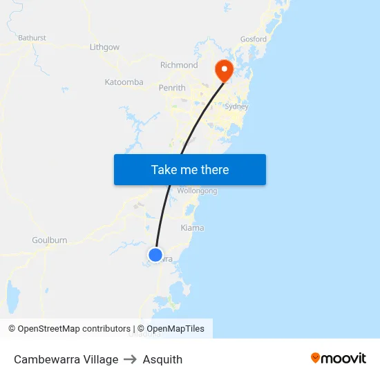 Cambewarra Village to Asquith map