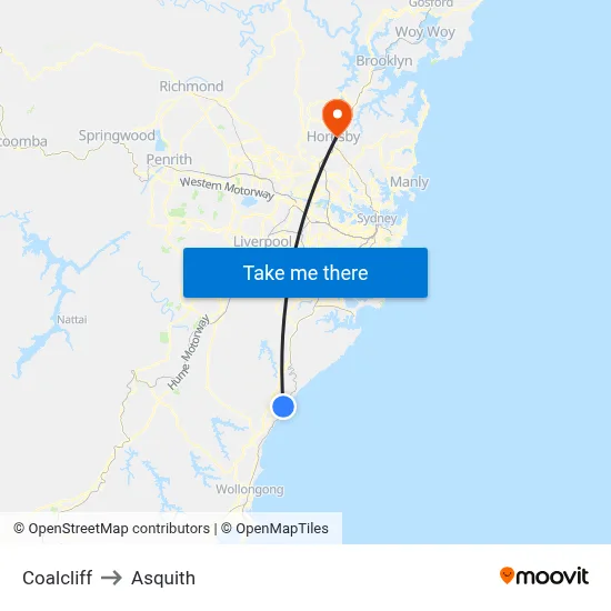 Coalcliff to Asquith map
