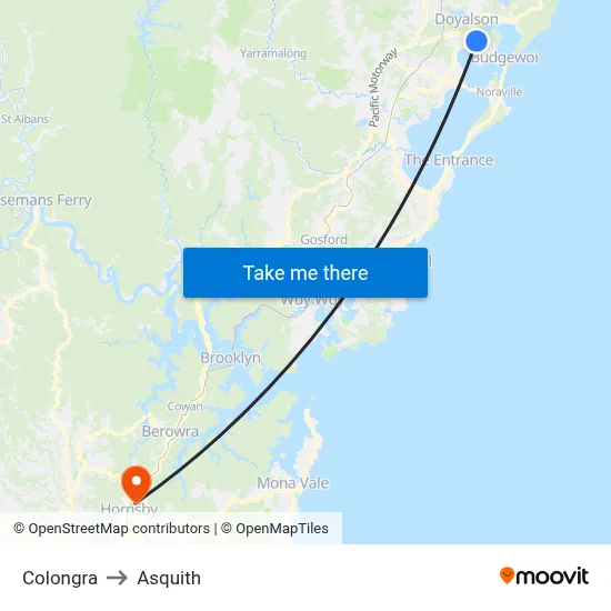 Colongra to Asquith map
