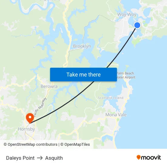 Daleys Point to Asquith map