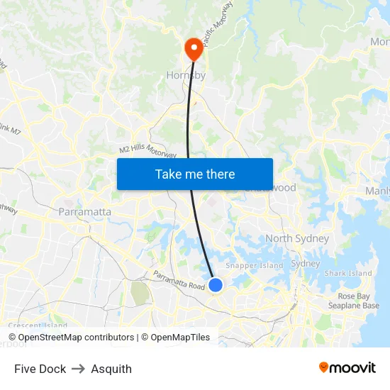 Five Dock to Asquith map