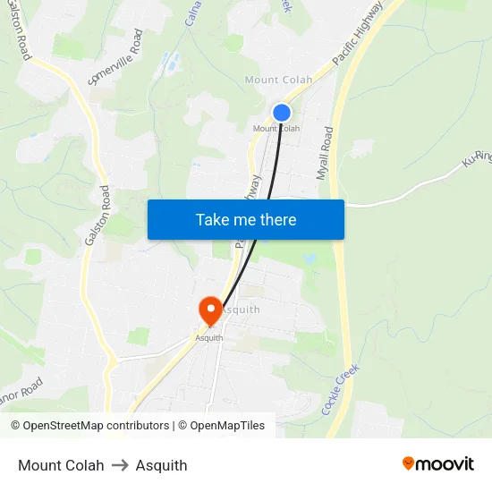 Mount Colah to Asquith map