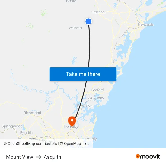Mount View to Asquith map