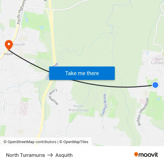 North Turramurra to Asquith map