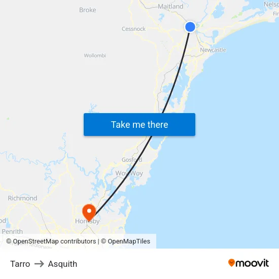 Tarro to Asquith map