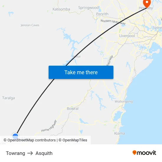 Towrang to Asquith map