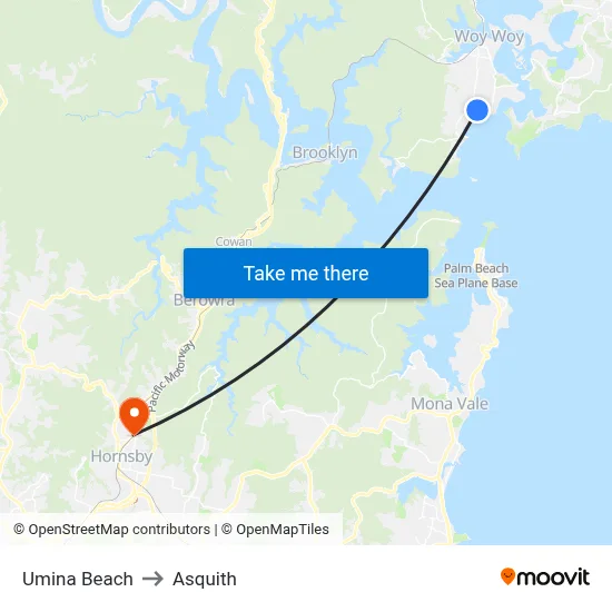 Umina Beach to Asquith map