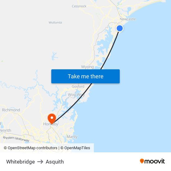 Whitebridge to Asquith map