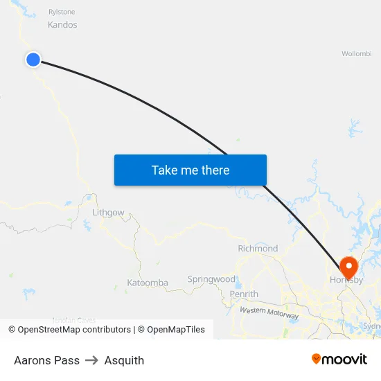 Aarons Pass to Asquith map