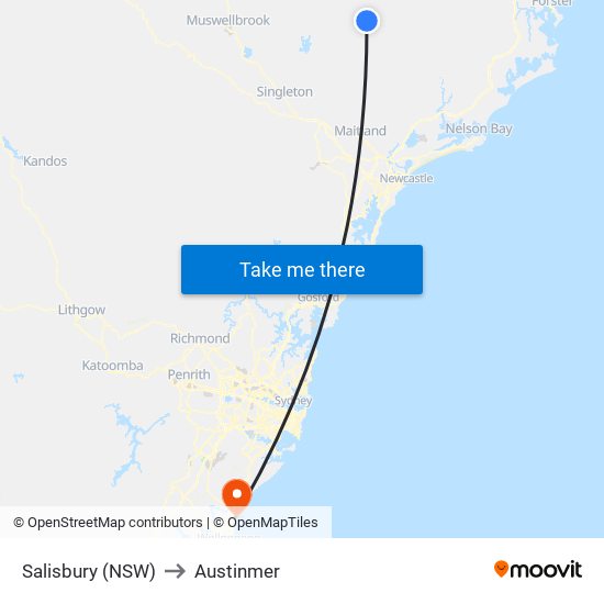 Salisbury (NSW) to Austinmer map