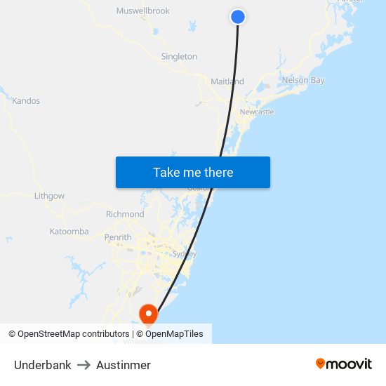 Underbank to Austinmer map