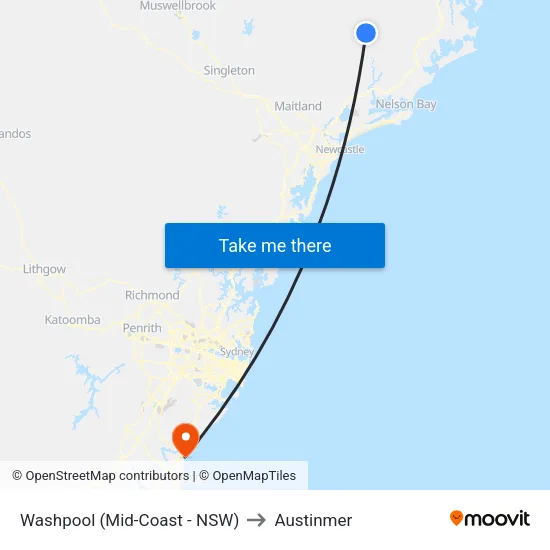 Washpool (Mid-Coast - NSW) to Austinmer map