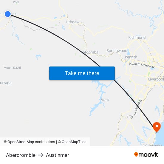 Abercrombie to Austinmer map