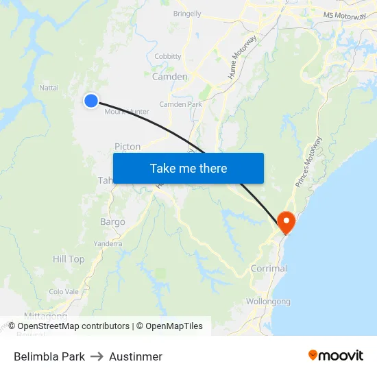 Belimbla Park to Austinmer map