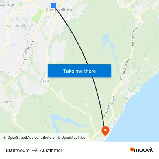 Blairmount to Austinmer map