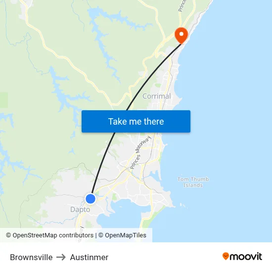 Brownsville to Austinmer map