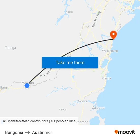Bungonia to Austinmer map