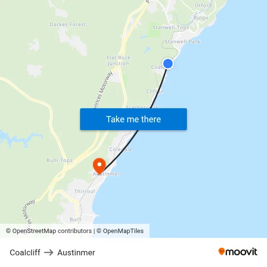 Coalcliff to Austinmer map