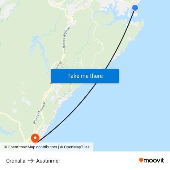 Cronulla to Austinmer map