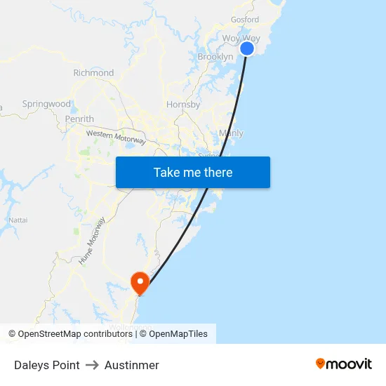 Daleys Point to Austinmer map
