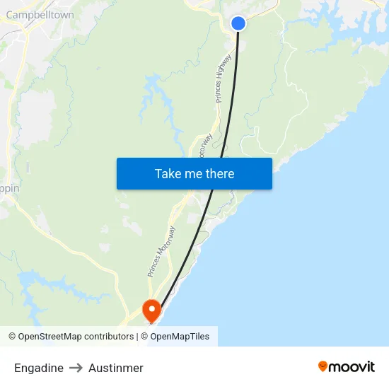 Engadine to Austinmer map