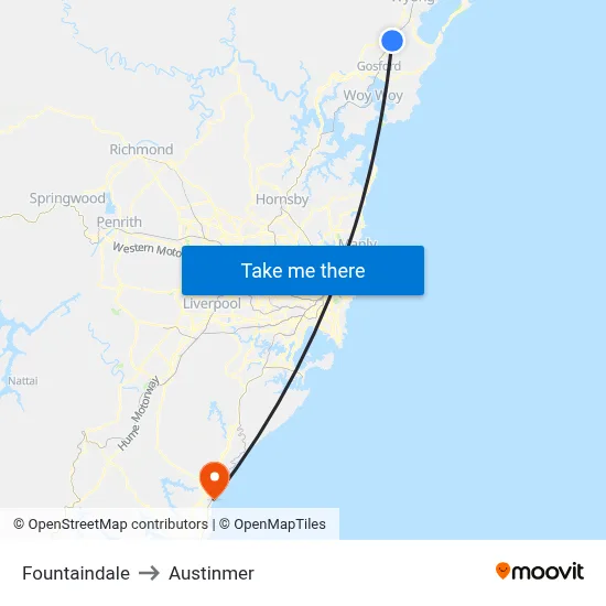 Fountaindale to Austinmer map