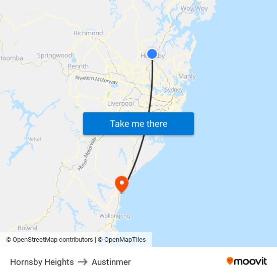 Hornsby Heights to Austinmer map