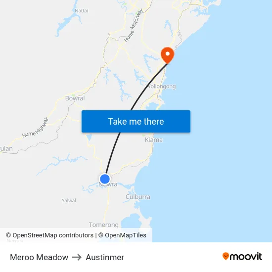 Meroo Meadow to Austinmer map