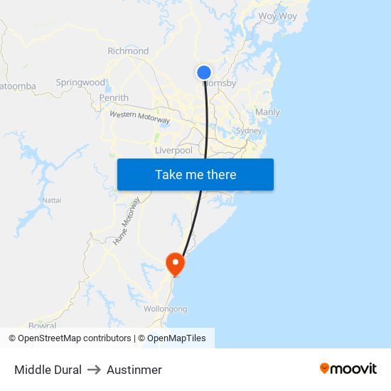 Middle Dural to Austinmer map