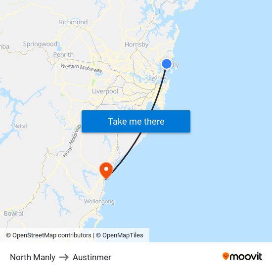 North Manly to Austinmer map