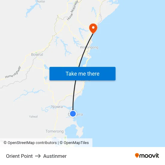 Orient Point to Austinmer map