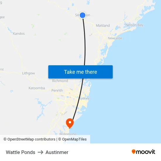 Wattle Ponds to Austinmer map