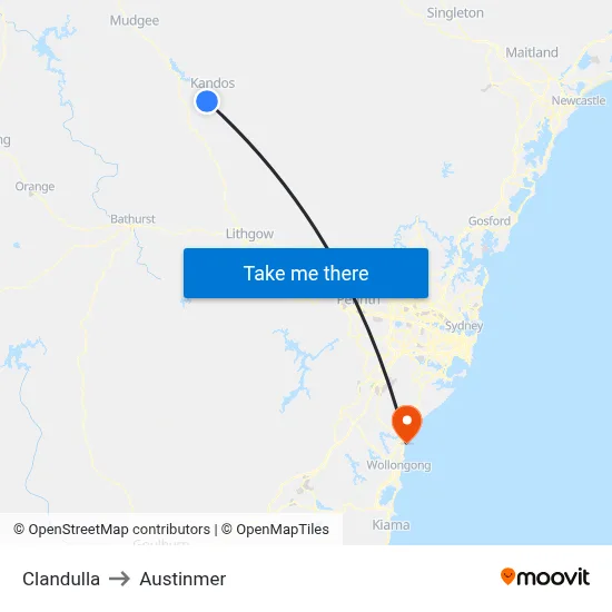 Clandulla to Austinmer map