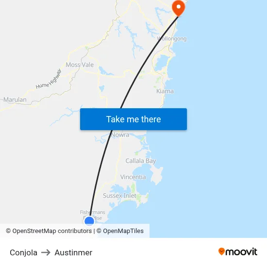 Conjola to Austinmer map